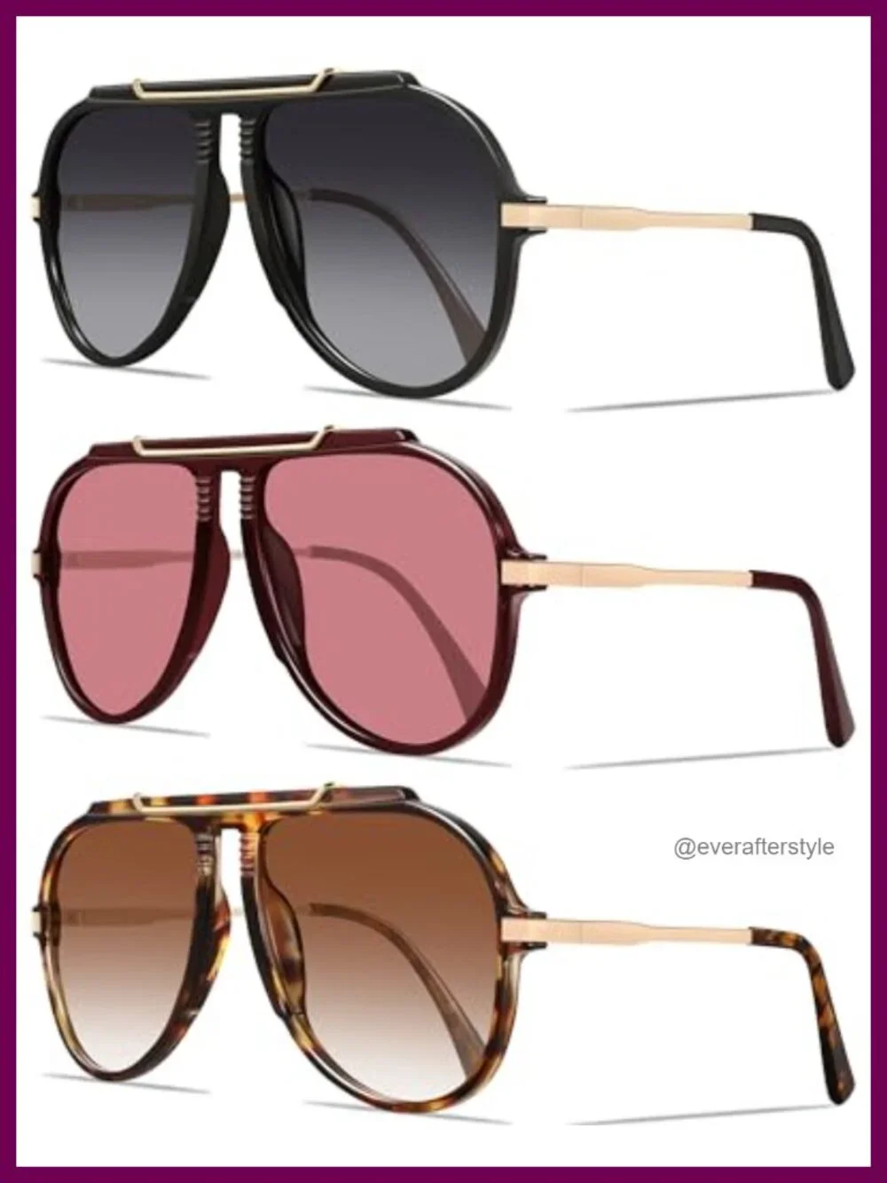 Oversized Aviator Sunglasses Retro Metal Frame UV Protection